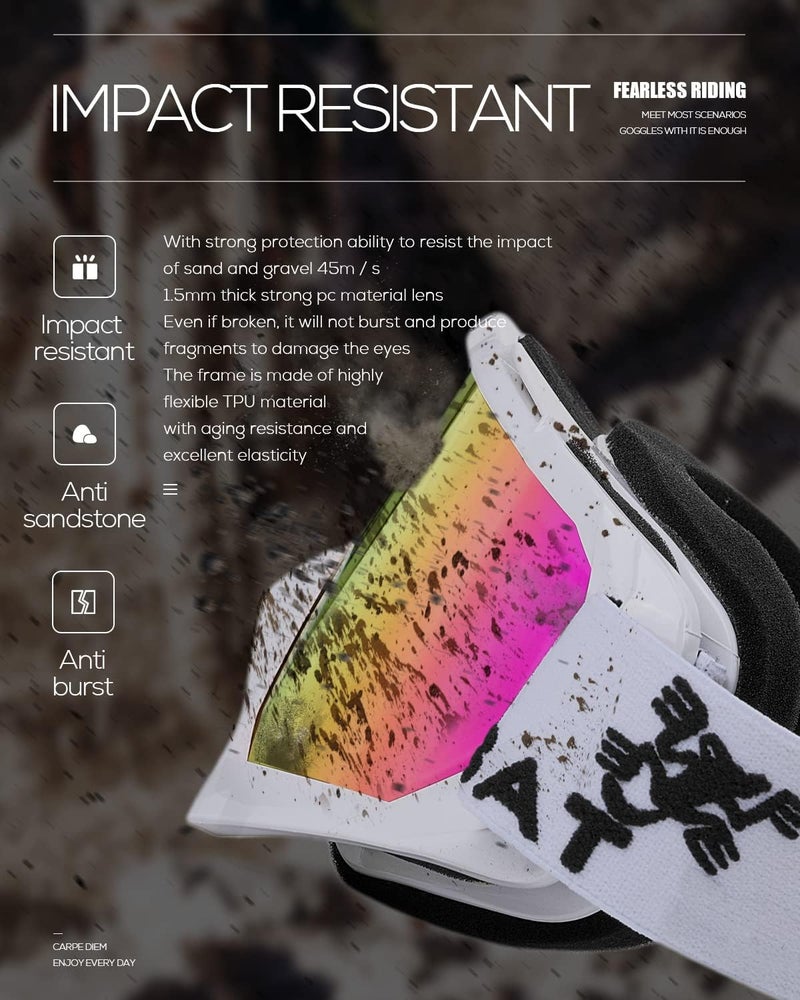 BATFOX Kids Youth Dirt Bike Goggles-Motocross & ATV Riding Goggles for Women Youth,UV400 Anti-Slip Strap,MTB,UTV,OTG,MX Gear - Image 4